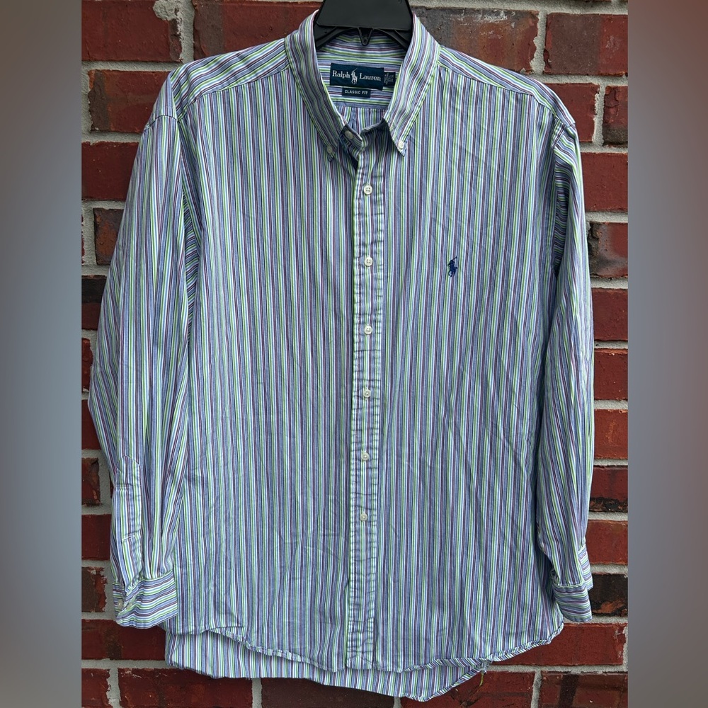 Polo Ralph Lauren Long Sleeve Button Down Multicolored Striped Shirt *See Note*
